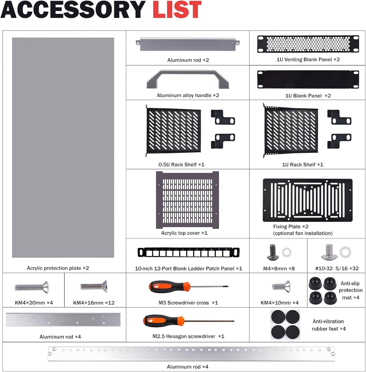 10 Inch 12U Rackkast Zilver – Serverrack – Netwerkrack – Patchkast – AV-rack – Open Frame – 260 mm Diep