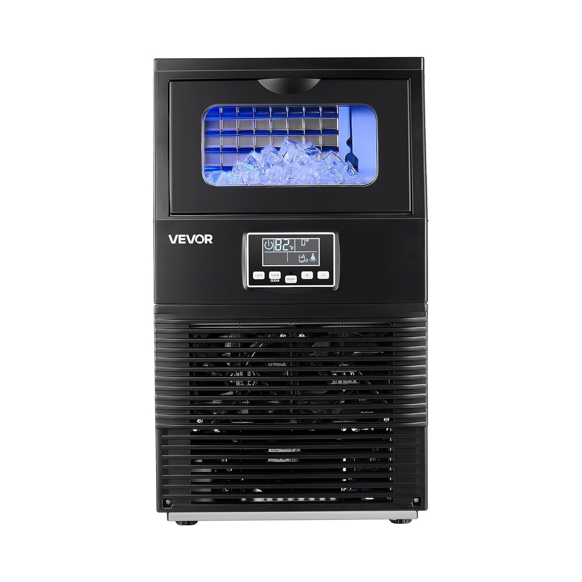 VEVOR Commerciële ijsblokjesmachine, ijsblokjesmaker voor 36 kg/dag met 5 kg inhoud voor tafelvloer van roestvrij staal met zelfreinigend led-display