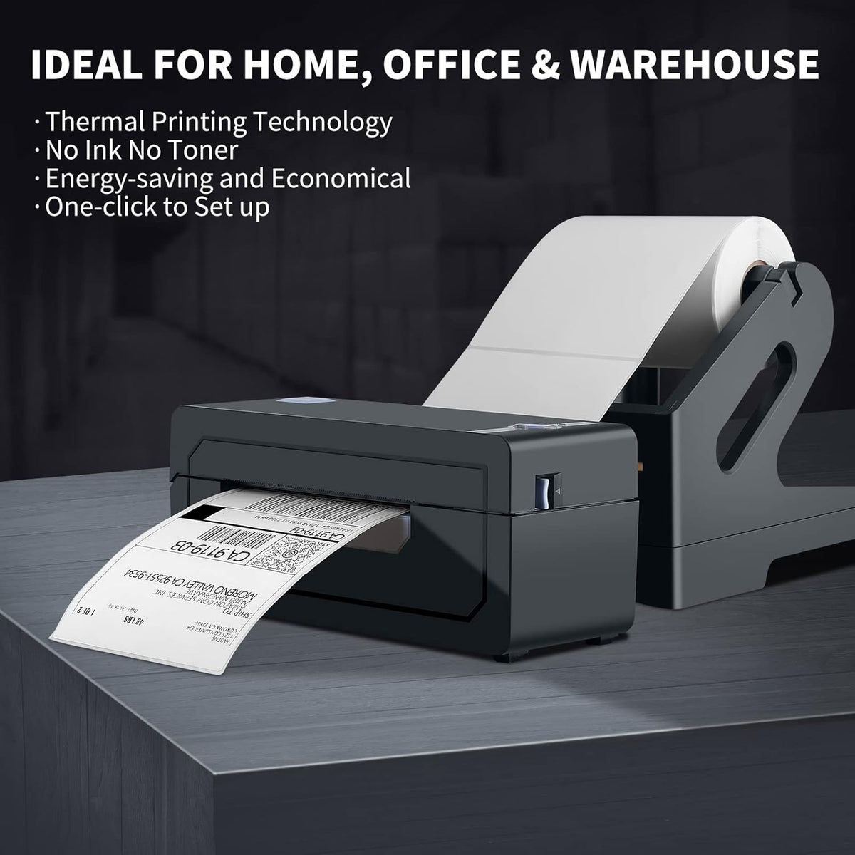 JADENS Bluetooth Thermal Monochrome Label Printer, 4x6 Shipping Label Printer, Compatible with Android&iPhone and Windows, Widely Used for Hermes, Royal Mail, Amazon, Shopify, Ebay