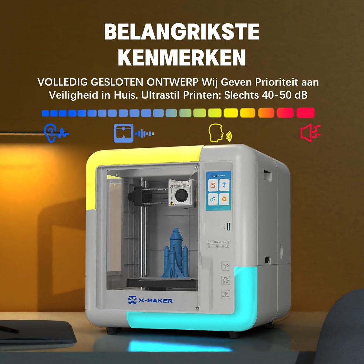 X‑Maker 3D-Printer met Ontwerpsoftware, AI-Ontwerpsoftware, Uitgebreide Printbibliotheek, Zelfontwikkelde App en 15 Ontwerpmodules