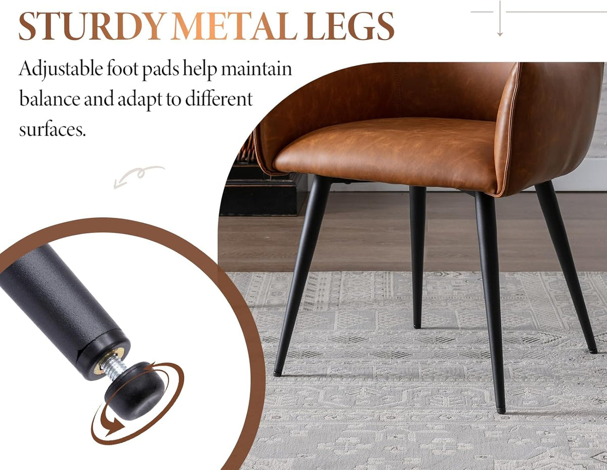 chairus PU lederen kuipstoel thuiskantoor woonkamer gestoffeerde fauteuil waterdicht accent longue stoel met metalen poten (bruin)