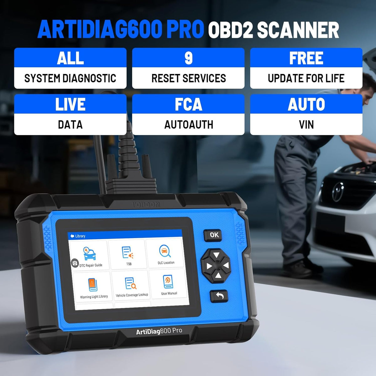 OBD2 Scanner – Foutcode Uitlezer – Diagnosetool – Autoscanner – Diagnoseapparaat – 9 Essentiële Onderhoudsfuncties – Levenslange Gratis Updates