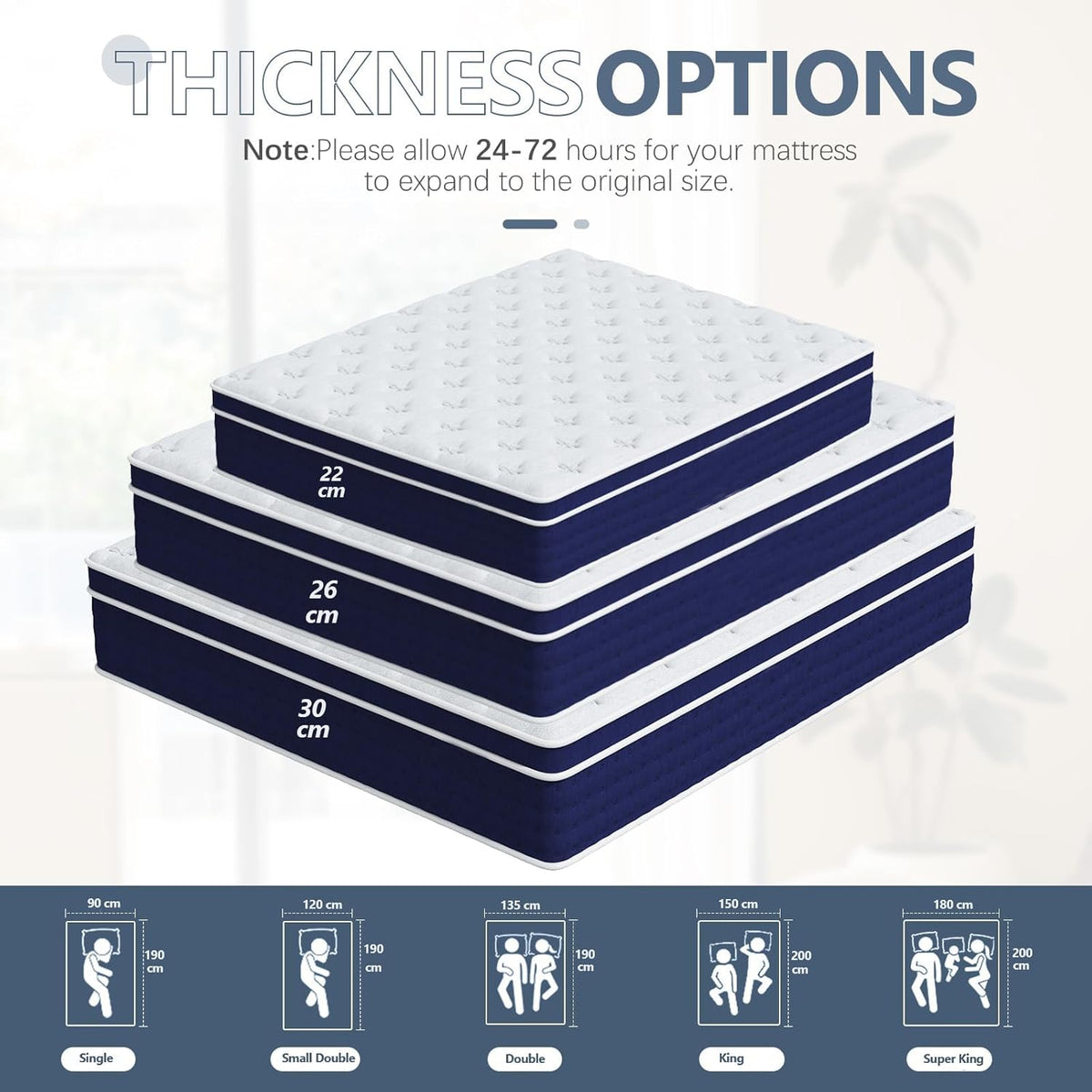 Matras, 160 x 200 cm, hoogte 30 cm, 7-zones orthopedische pocketveringmatras met Comfort geheugenschuimlaag, 101 nachten testslapen (160 x 200 x 30 cm)