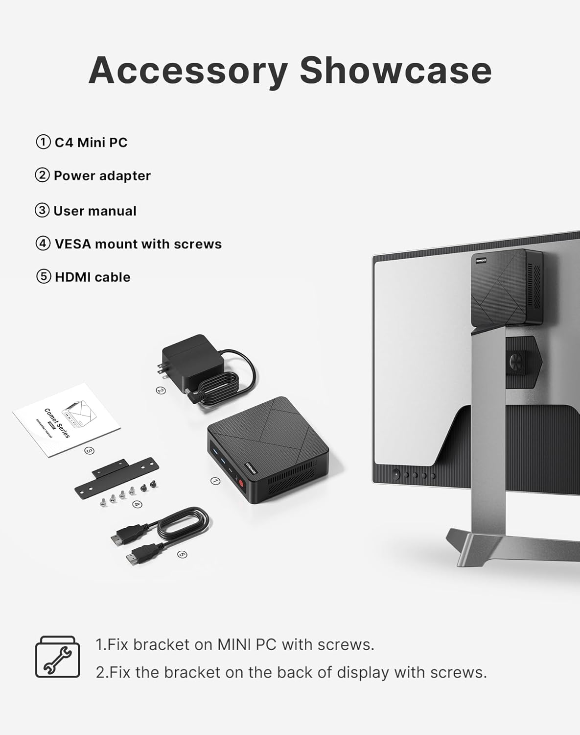 C4 Mini PC with Ryzen 5 3550H Processor (up to 3.7GHz), 16GB RAM 512GB SSD, Triple Display Support/USB 3.2/Dual RJ45 LAN/Wi-Fi 5/BT 5.0, Mini Desktop PC for Home Office - QUORE