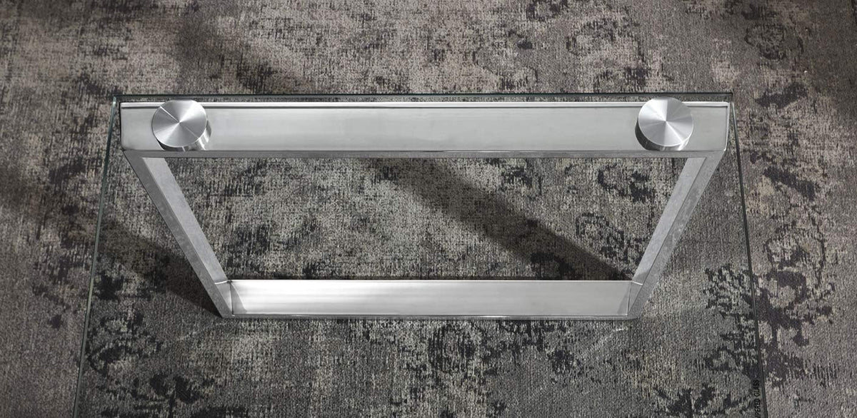 HAKU Möbel Salontafel roestvrij staal, Roestvrij staal, veiligheidsglas 8 mm - Maat: B 120 cm x H 40 cm x D 60 cm, Stijl: Modern