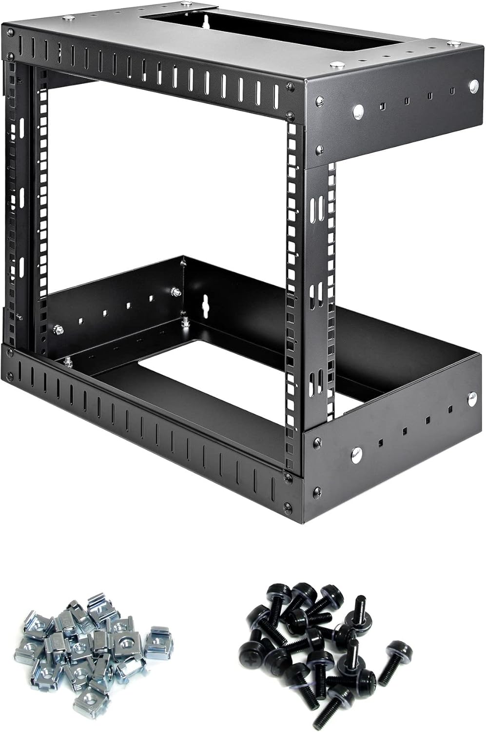 2-Post 8U 19 Inch Open Frame Server Rack – Netwerk Rack – Data Rack – Patchkast – Serverkast – Verstelbare Diepte 30,5-50,8 Cm – Draagvermogen 90 Kg
