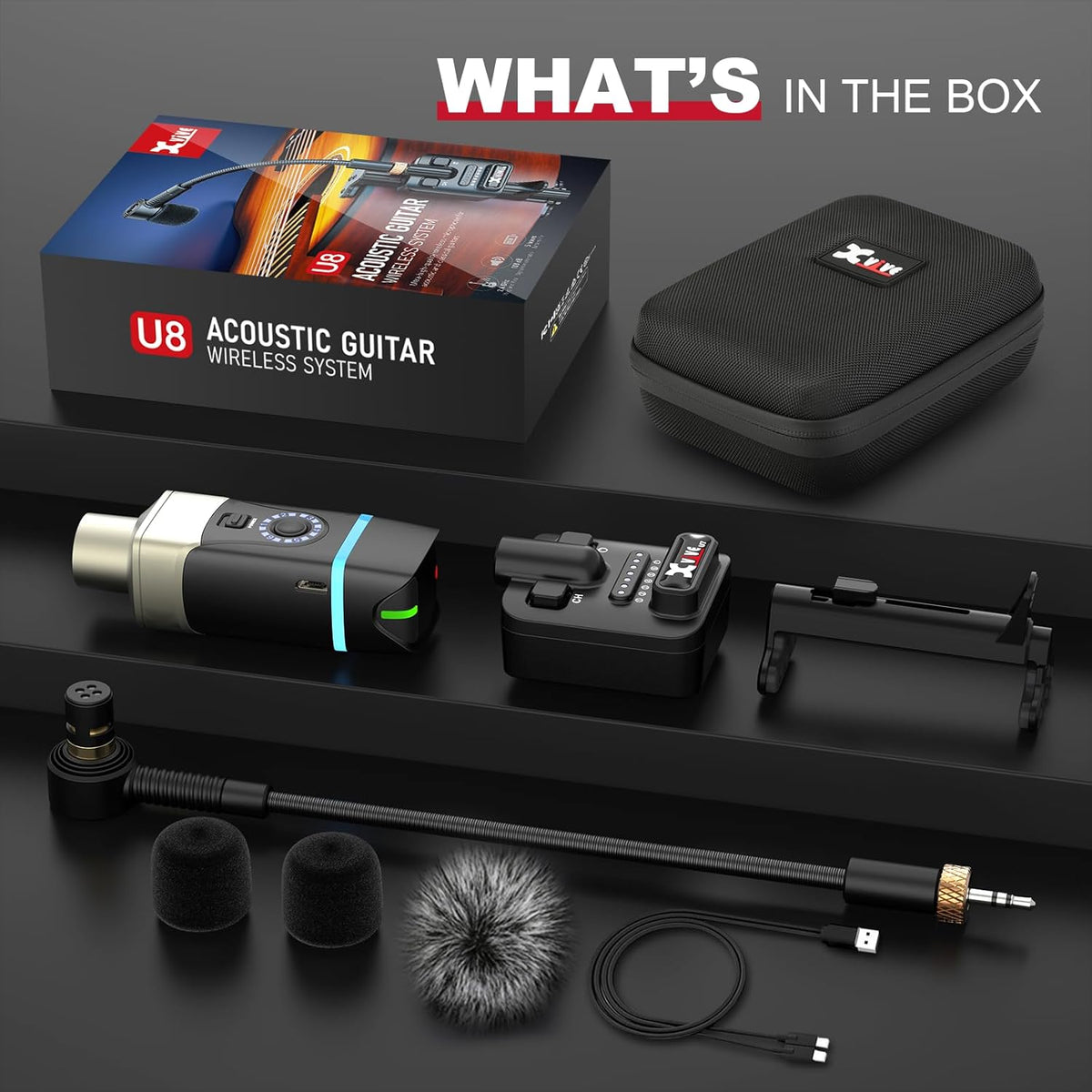 Xvive U8 Akoestische Gitaar Draadloos Systeem met 2.4GHz Zender en Ontvanger