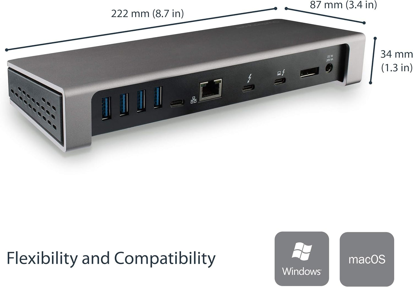 StarTech.com Thunderbolt 3 Dock - Dual Monitor 4K 60Hz TB3 Laptop Docking Station met DisplayPort - 85W Power Delivery Charging - 6-Port USB 3.0 Hub, SD 4.0, GbE, Audio - Windows & Mac