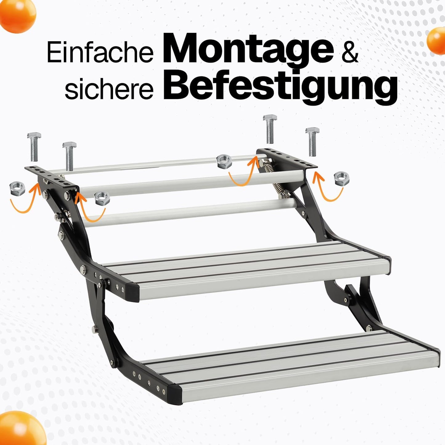 Dubbele opstaptrede, 2 treden voor caravans, 60 x 21 x 29 cm, stabiele aluminium trap voor camper, antislip, weerbestendig, tot 200 kg, instaphulp camping