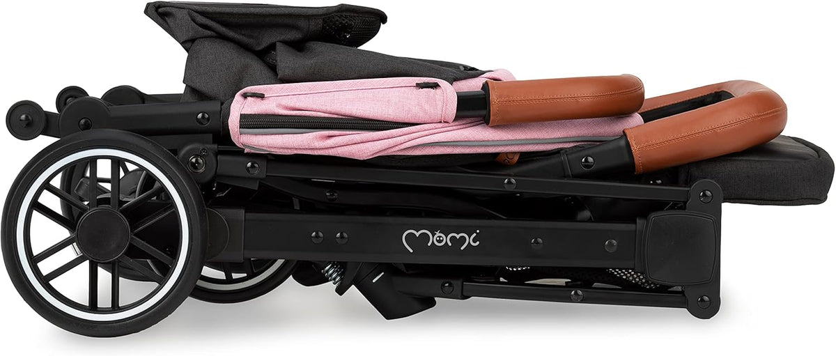 Momi ESTELLE Buggy vanaf 6 maanden (tot 15 kg), inklapbare buggy met 5-punts riem, boodschappenmand, telescoopstang, inklapbaar