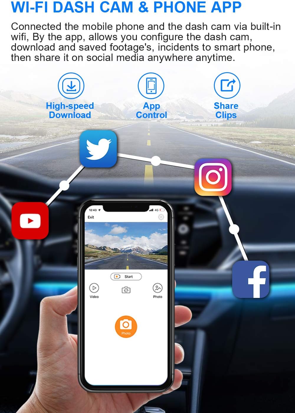 FITCAMX Dash Cam Compatibel met Toyota C-HR 2017-2020 (10,3 CM) Uitgerust met Toyota Safety Sense 1.0 (Model A), 4K Dedicated Car Camera, Ingebouwde WiFi, WDR Nachtzicht, 64GB