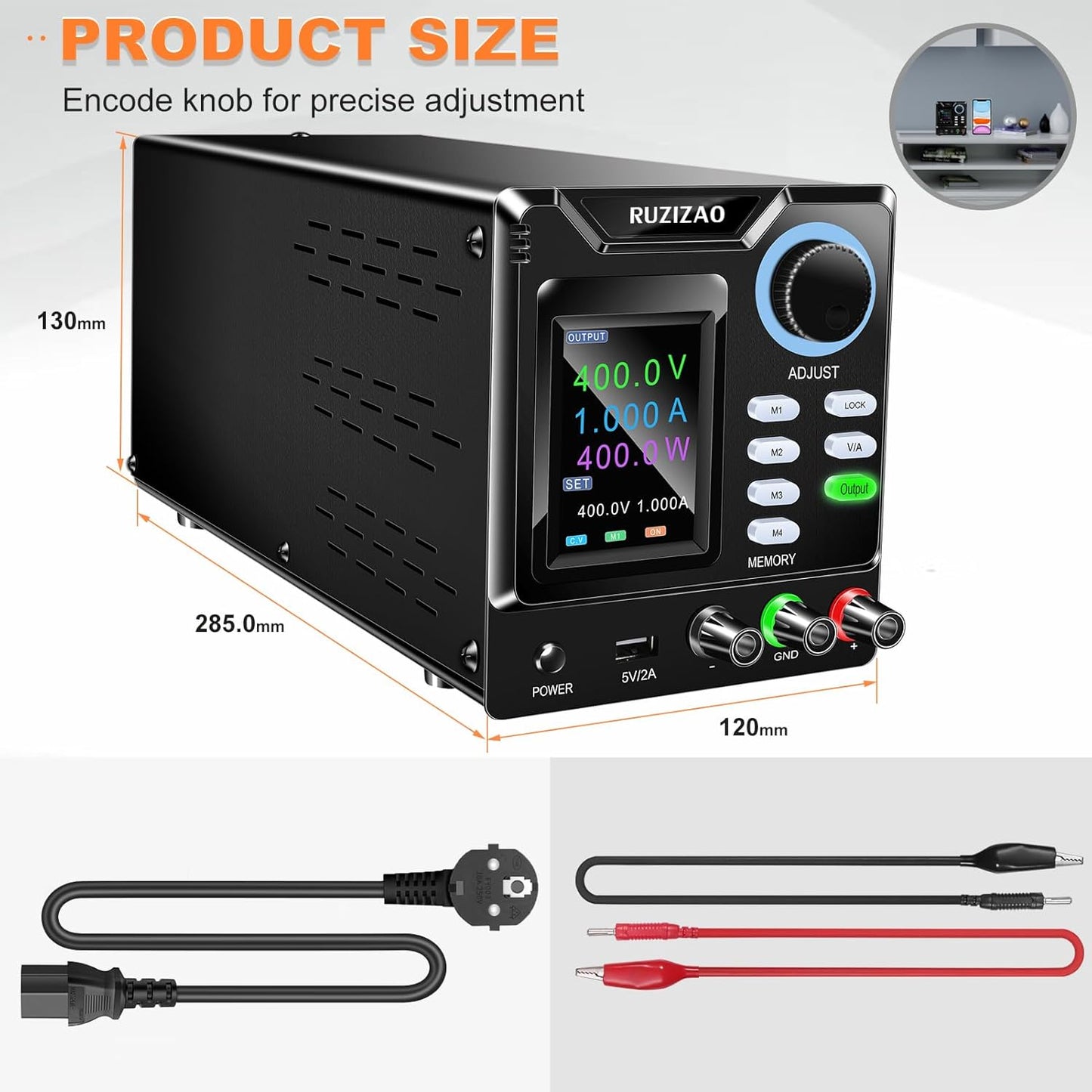 Laboratoriumvoeding – Hoogspanningslaboratoriumvoeding – DC Regelbare Voeding – Instelbare Laboratoriumvoeding – Omschakelbare Voeding – 0-400V 0-1A – 4-Cijferig LED-Kleurendisplay