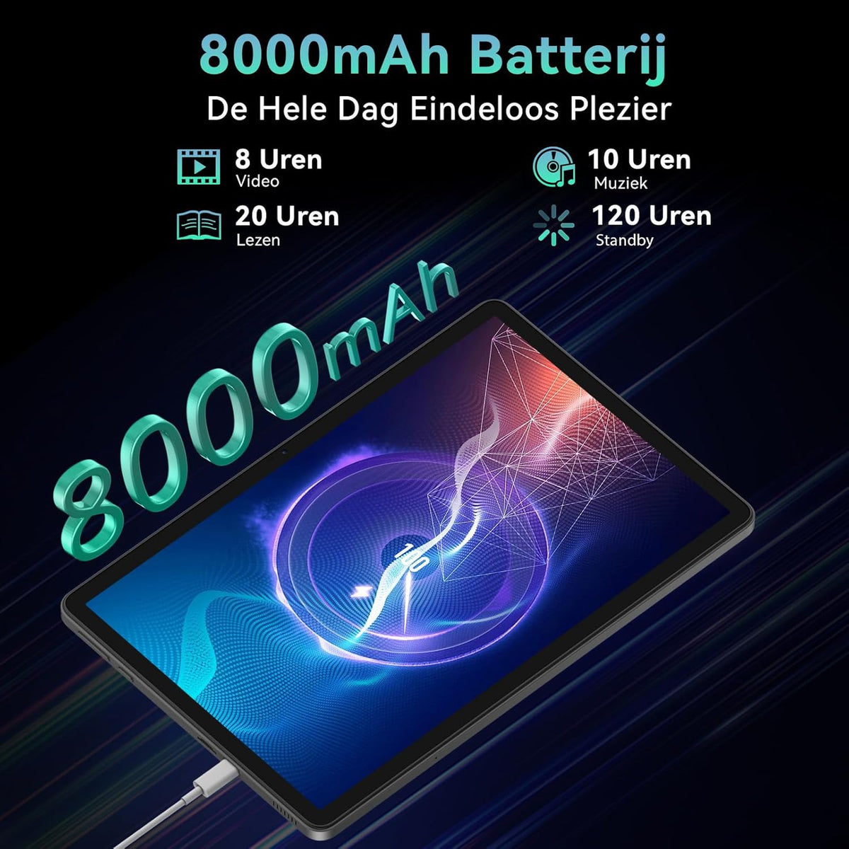 Tablet 11 Inch met Gemini AI, Android 16 Tablet met Hoe, Muis & Toetsenbord, Octa-Core, 24 GB RAM + 128 GB ROM + 2 TB TF, 1920 * 1200 HD Display, 90 Hz, 8MP + 13MP Dual Camera, 8000 mAh, Grijs