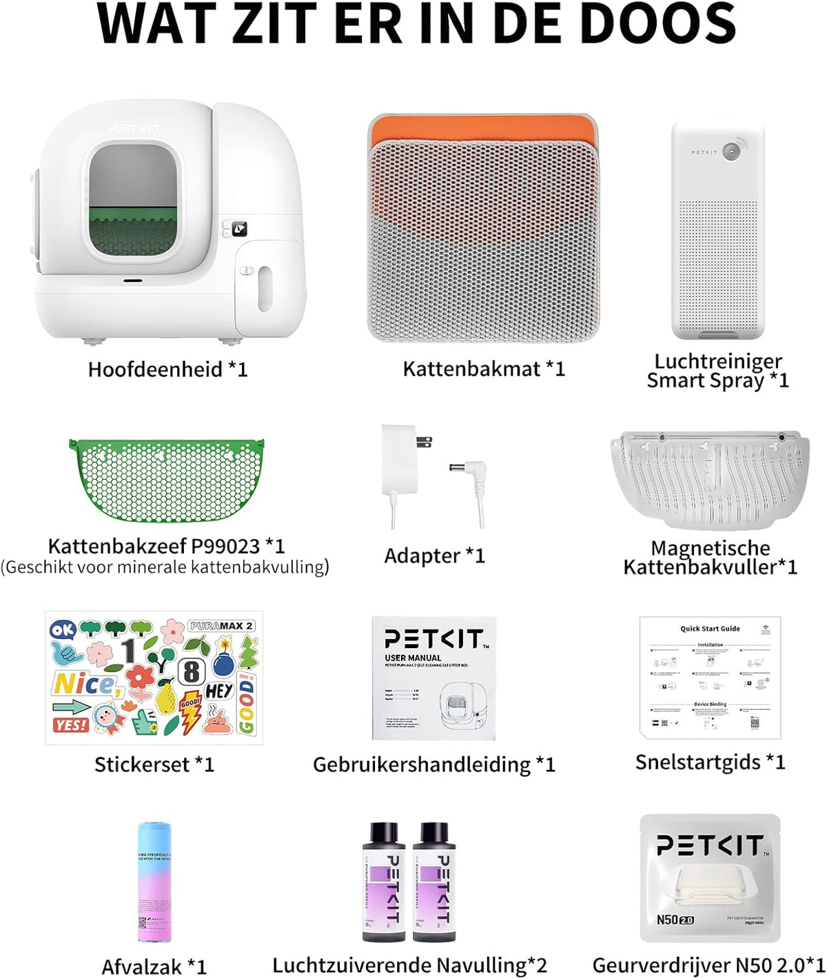 PETKIT Pura Max 2 Zelfreinigende Kattenbak, Automatische Kattenbak, xSecure, Geurverwijdering, APP Automatische Besturing, Kattenbakk voor Meerdere Katten