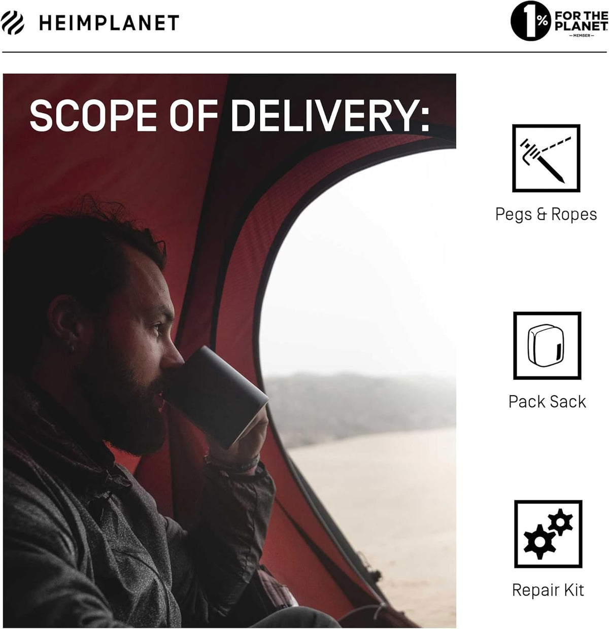 HEIMPLANET Origineel | 2022 KIRRA 2 persoons tent | Opblaasbare kampeertent | Buitentent en tentvloer - 5000mm hydrostatische kop | Zonder tentstokken | Ondersteunt 1% for the planet (4-Season)