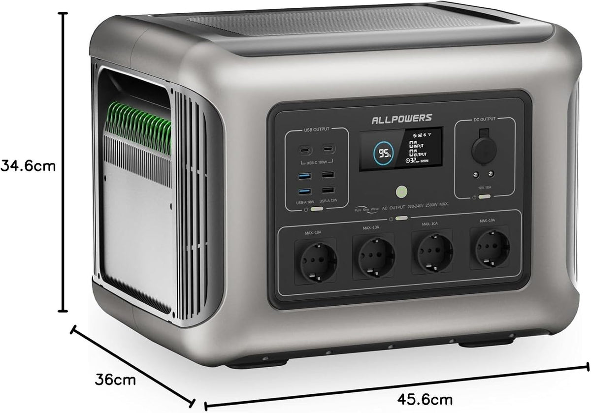 Draagbare Powerstation – Noodstroomgenerator – Zonne-energiecentrale – Mobiele Energieopslag – Outdoor Accu – 2016 Wh LiFePO4 Batterij – Snel Opladen in 1 Uur - QUORE
