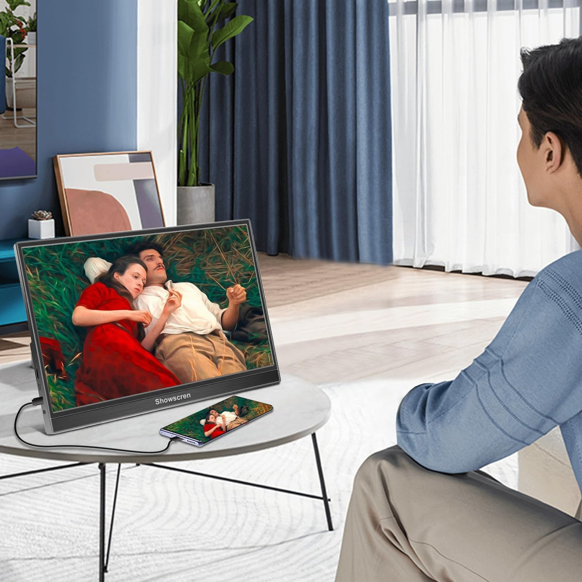 16 Inch Portable Monitor, Full HD Display, 1920 x 1200p, 300cd/Brightness, IPS 60Hz LCD Panel, 100% RGB, Built-in Speaker, Portable HDMI USB C Monitor for PC, Laptop - QUORE