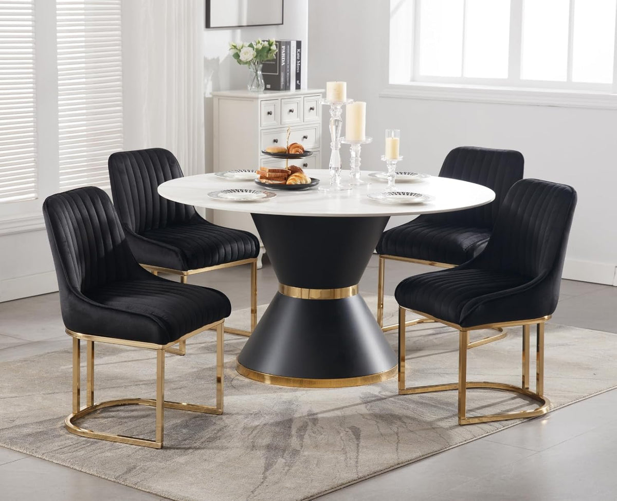 Fluwelen Stoelen – Eetkamerstoelen – Bureaustoelen – Accentstoelen – Armloze Stoelen – Set Van 2 Zwarte Velvet Stoelen – 12 Cm Dik Hoogwaardig Schuim – Stevig Metalen Frame - QUORE