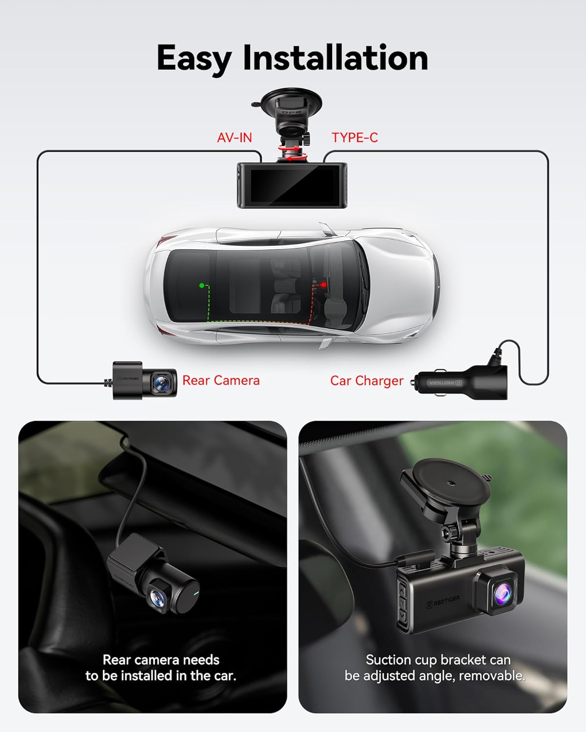 Dashcam Voor En Achter – Autocamera – Dashboardcamera – Rijregistratiecamera – Voertuigcamera – 4K UHD Voorcamera En 1080P Achtercamera – 3,18 Inch Touchscreen Met Wifi En GPS