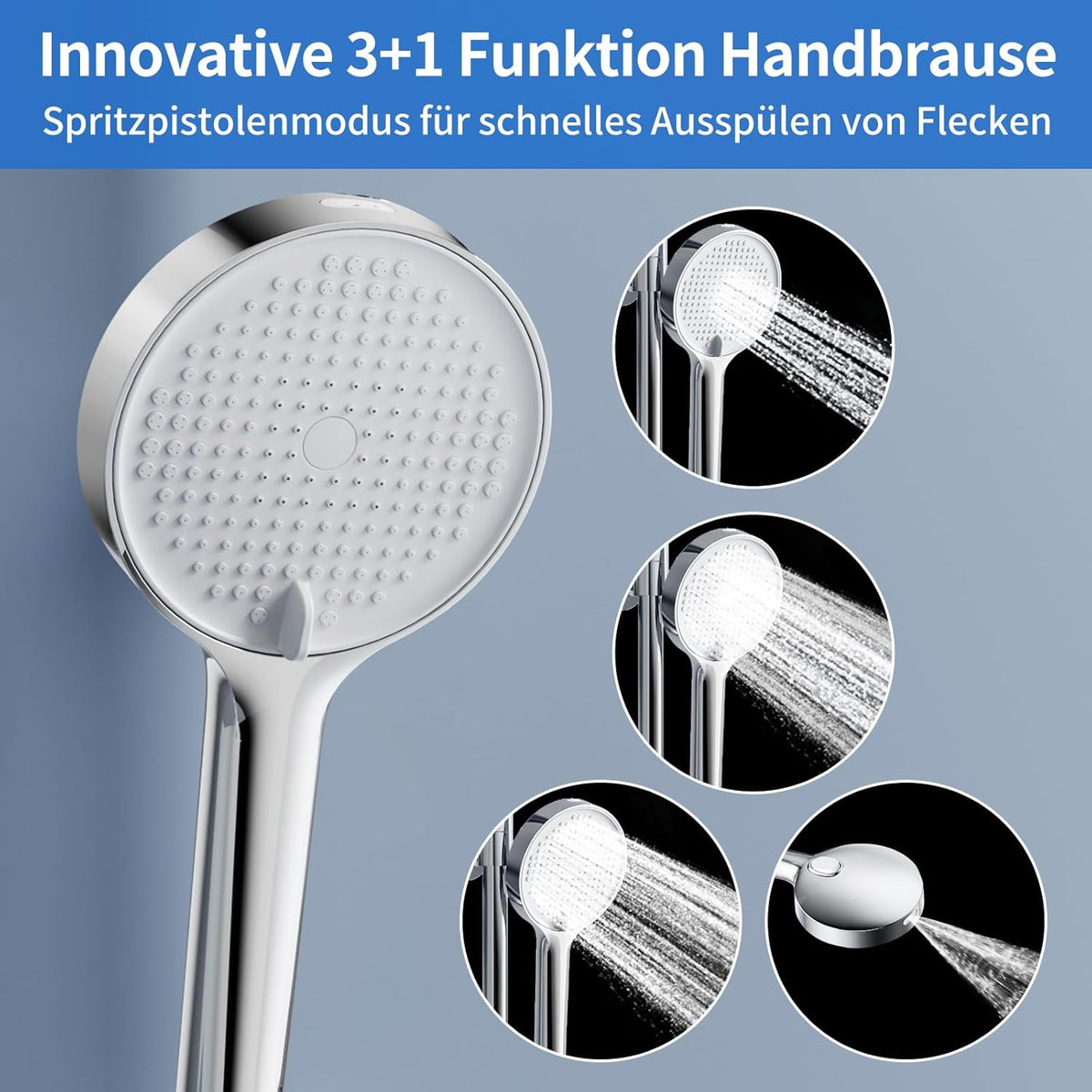 Thermostatisch Douchesysteem – Douche Set – Regendouche – Handdouche – Doucherail – Complete Set Chroom – 38°C Thermostaat – XL Regendouche 30x20 cm