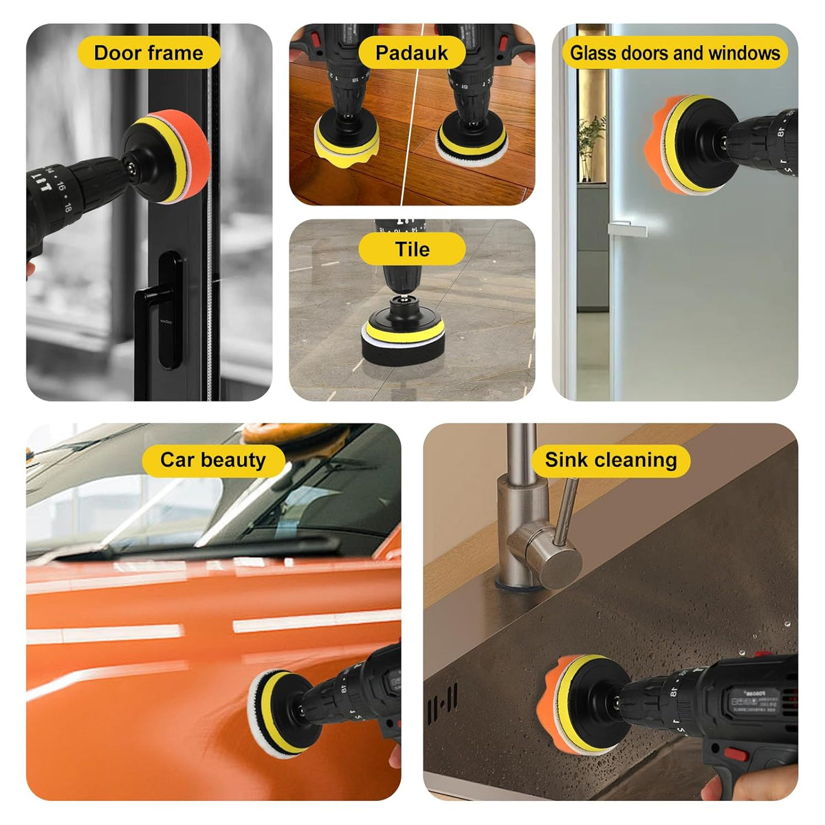 23-delige auto polijstset met 80 mm pads – incl. polijstopzetstuk accuschroevendraaier, boormachine-adapter en klittenbandsysteem – perfecte koplamp-polijstset voor elke polijstmachine auto