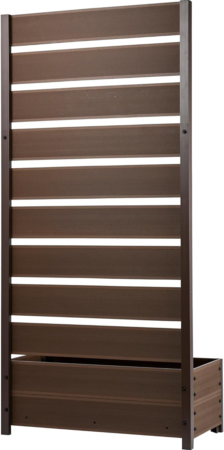 dobar® WPC XXL Planter with High Trellis Privacy Screen - Large Planter Ideal for Balconies and Patios - 72 x 33 x 137 cm - Silver Grey - QUORE