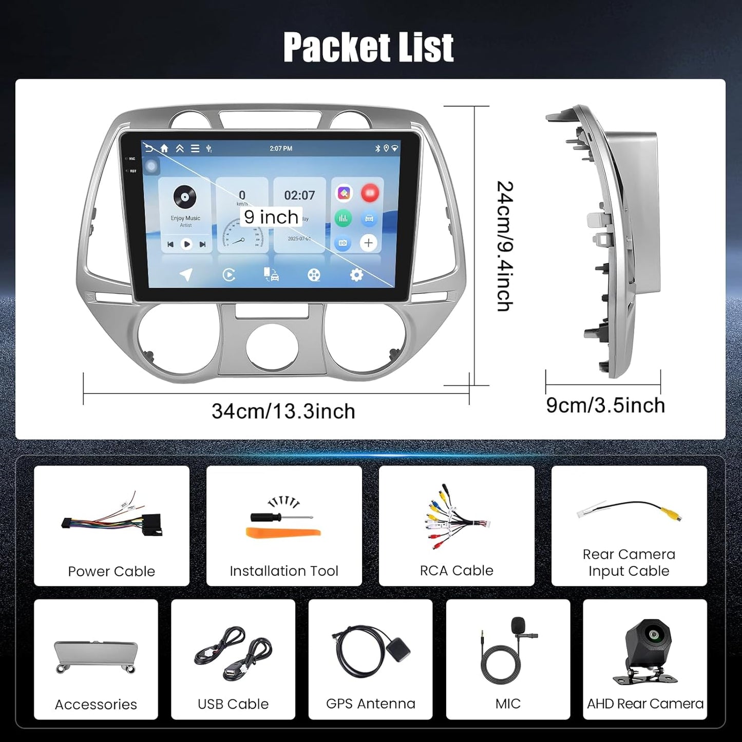 Android Autoradio – Multimedia Systeem – Navigatie Radio – CarPlay Stereo – Android Auto Receiver – 9 Inch Incell Touchscreen – Wireless CarPlay & GPS Navigatie