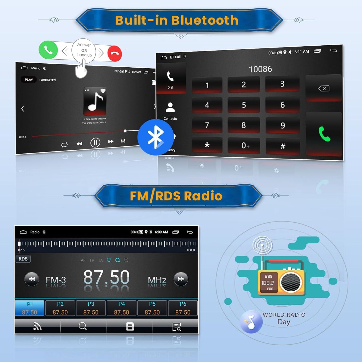 2+64G Android CarPlay Radio voor Seat Altea 2004-2015, 9 Inch Touch Screen met Draadloze CarPlay en Android Auto, Ondersteuning GPS Navigatie Link Spiegel Bluetooth RDS AHD Wi-Fi DSP
