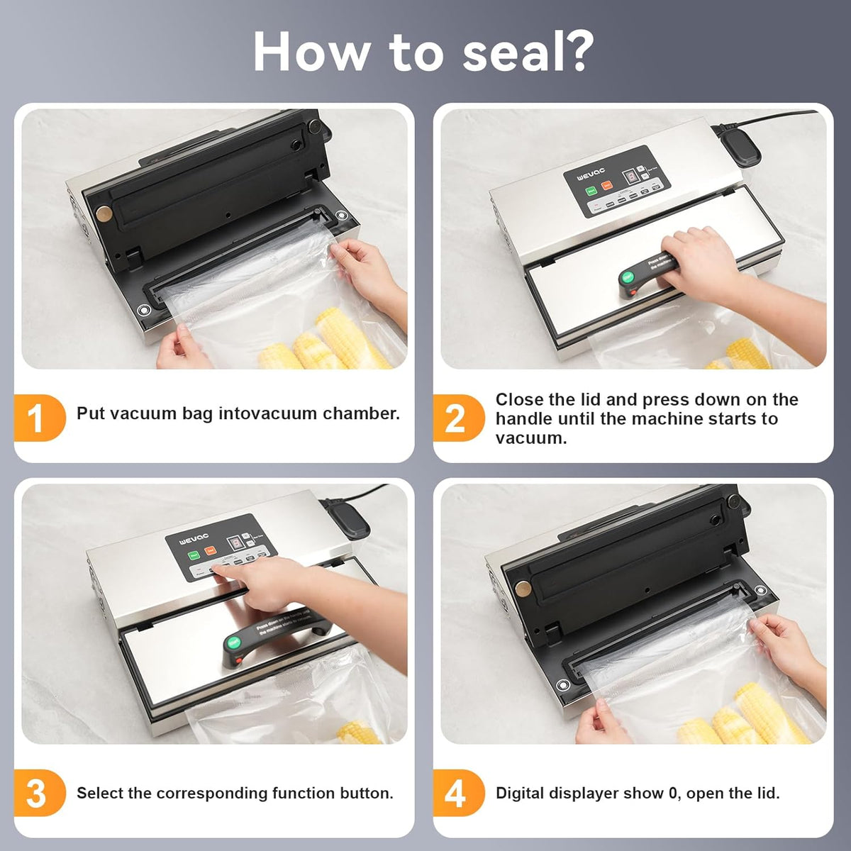 Wevac 95kpa Voedsel Vacuüm Sealer Machine 550W Krachtige Één Hand Operatie Vac Pack Machine 12-in-1 Voedsel Sealer met Vloeibare Tank voor Commercieel of Huishouden