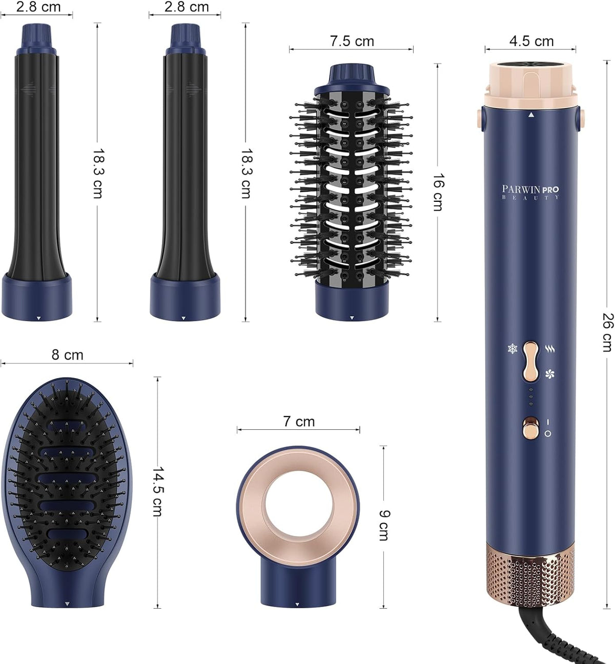 5-in-1 Airstyler – Haarstyler – Haardroger – Warme Luchtborstelset – Föhnborstel – Blauw – Drogen En Stylen In Eén – Geschikt Voor Verschillende Looks