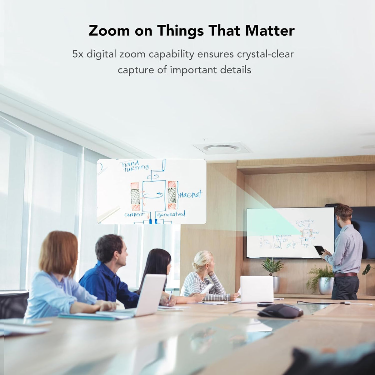 Nuroum C40S 4K videoconferentie-webcam met microfoon en luidspreker, 8MP CMOS-sensor/5x zoom/120° ultragroothoek/auto-framing, videoconferentiesysteem met afstandsbediening voor zoom/teams/pc/laptop