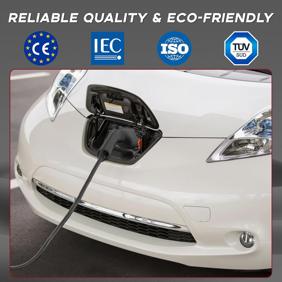 Type 2 naar type 1 EV-oplaadkabel – 5 m, 7,2 kW/32 A, type 2 stekker (IEC-62196) naar type 1-bus (SAE J1772), oplaadadapter voor J1772 elektrische voertuigen, voor Ioniq 5/Bolt EV/EV 6