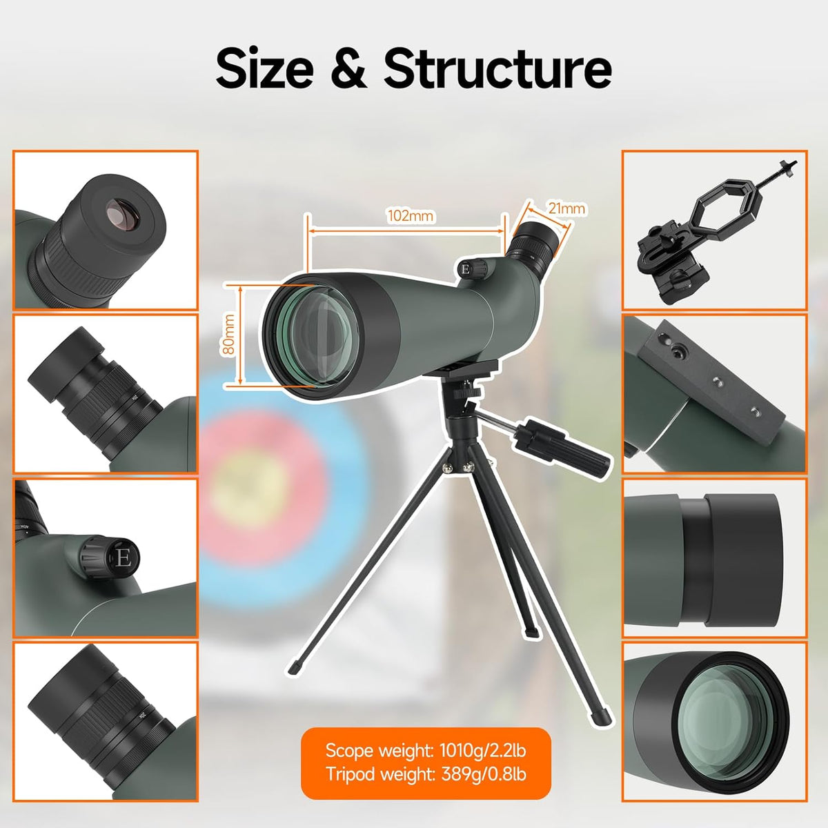 Svbony SV28 Spotting Scope 20-60X80, BAK4 Prism MC Optiek Monoculair met Statief Telefoon Adapter 45 Gebogen Oculair Spotting Scope voor het observeren van vogels