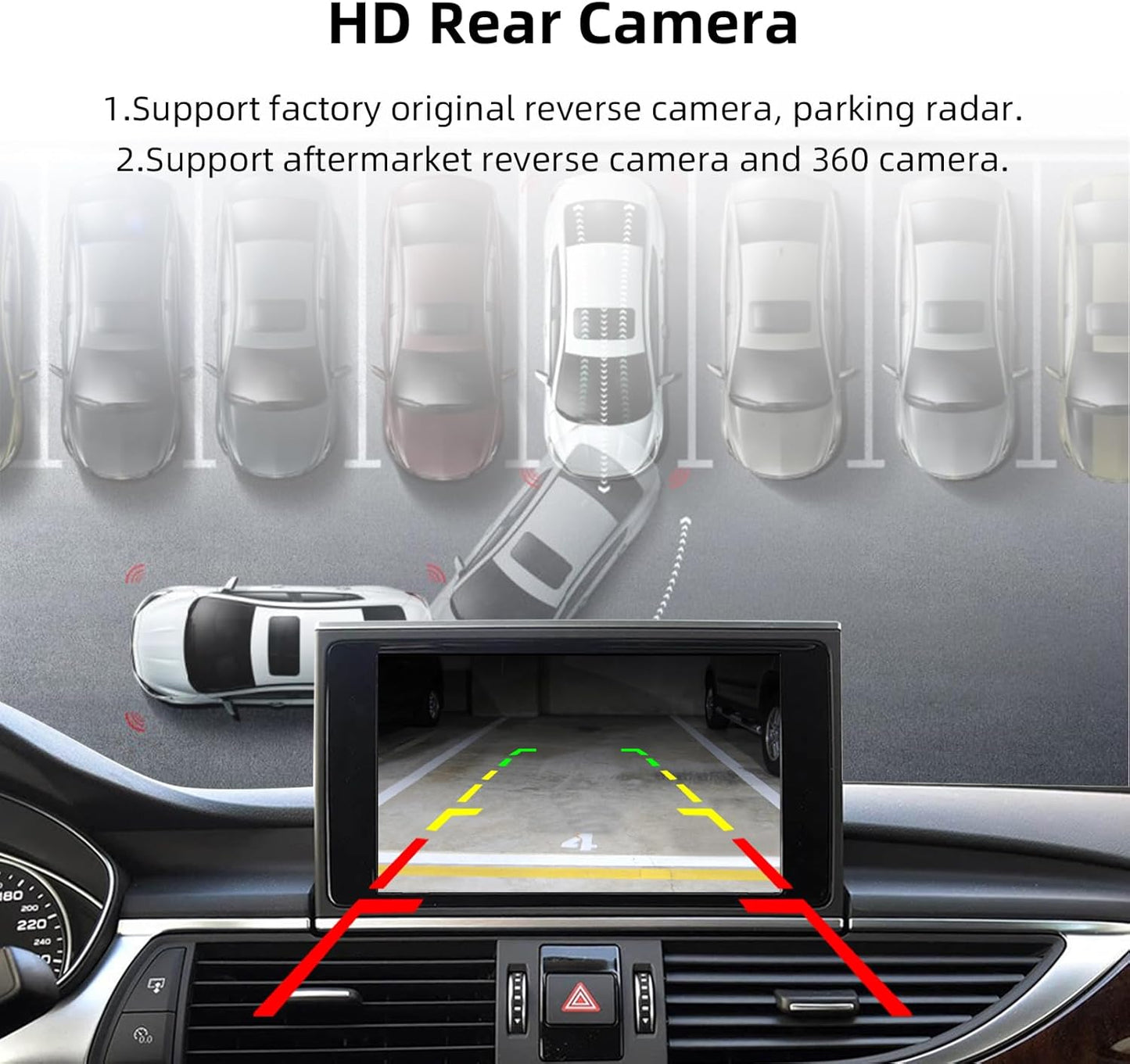EZoneTronics Draadloze CarPlay & Android Auto Retrofit Kit Decoder voor Audi A4/A5/A6/A7/Q2L/Q5L/Q7 2014-2022 met MIB/MMI 3G Plus Systeem Draadloze Adapter Plug & Play Upgrade Box met SWC Mirrorlink