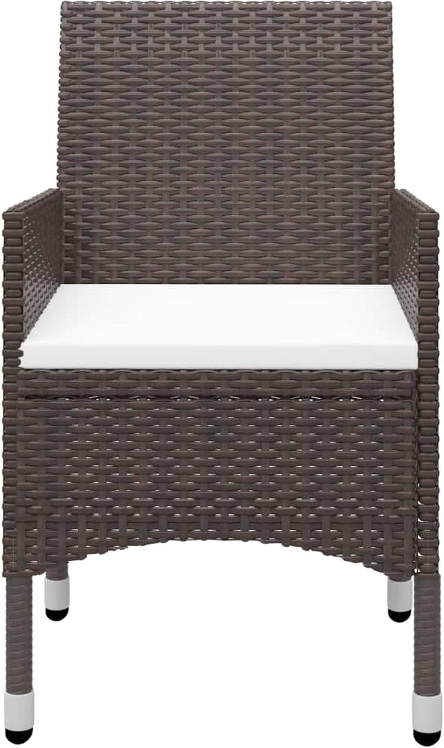 Gecheer 3-Piece Poly Rattan and Glass Bistro Set, Rattan Garden Table and Chairs, Dining Room Chairs, Square Glass, 80 cm and 2 Outdoor Rattan Chairs - QUORE