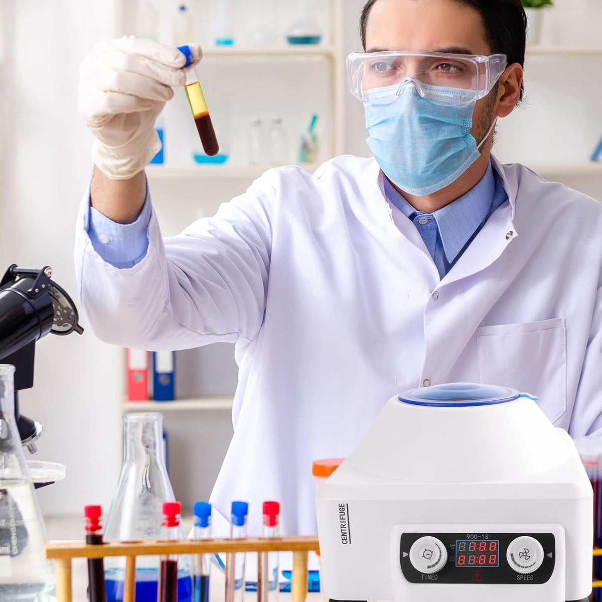 PRP Laboratoriumcentrifuge – Plasmacentrifuge – Laboratoriumcentrifuge – Tafelcentrifuge – Draagbare Tafellaboratoriumcentrifuge – 6 X 10 Ml – 4000 Omw/Min – Timer 1 Tot 99 Min
