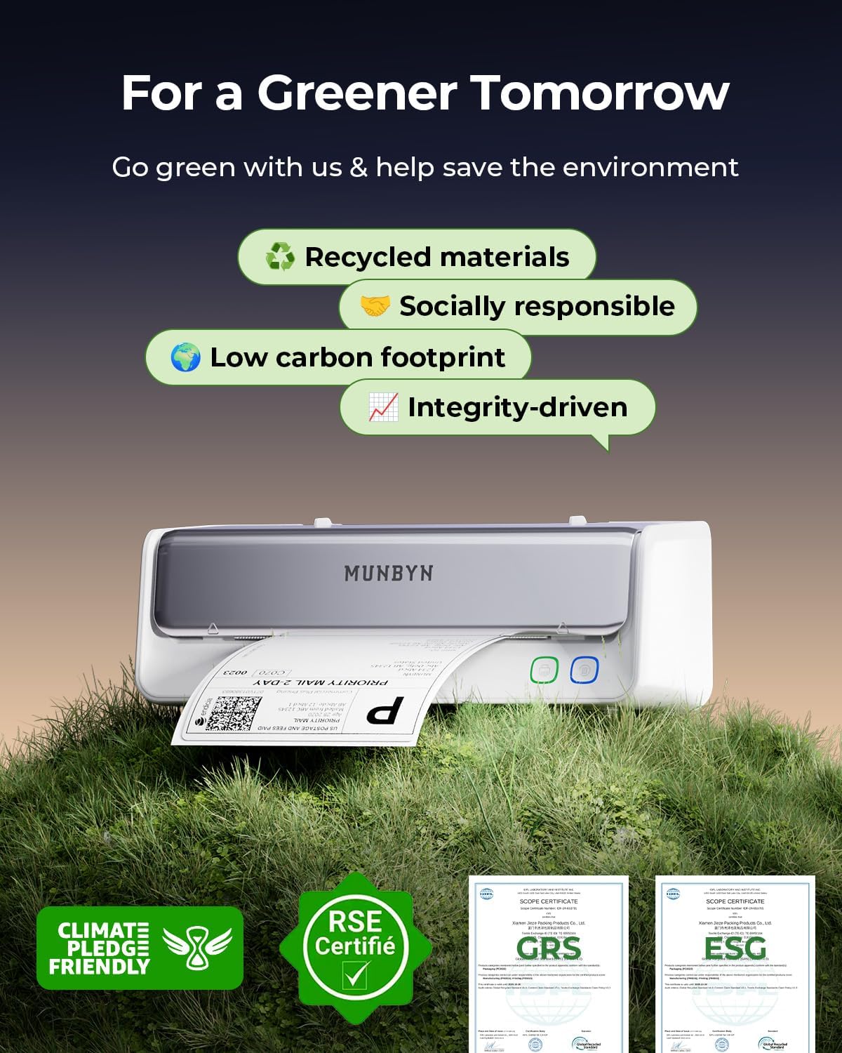 MUNBYN Bluetooth Thermische Labelprinter met Vervangbare Printkop en Etikethouder, Draadloze 4x6 Verzendlabelprinter voor Kleine Bedrijven, Compatibel met Mac, Windows, iPhone, Android, Chrome