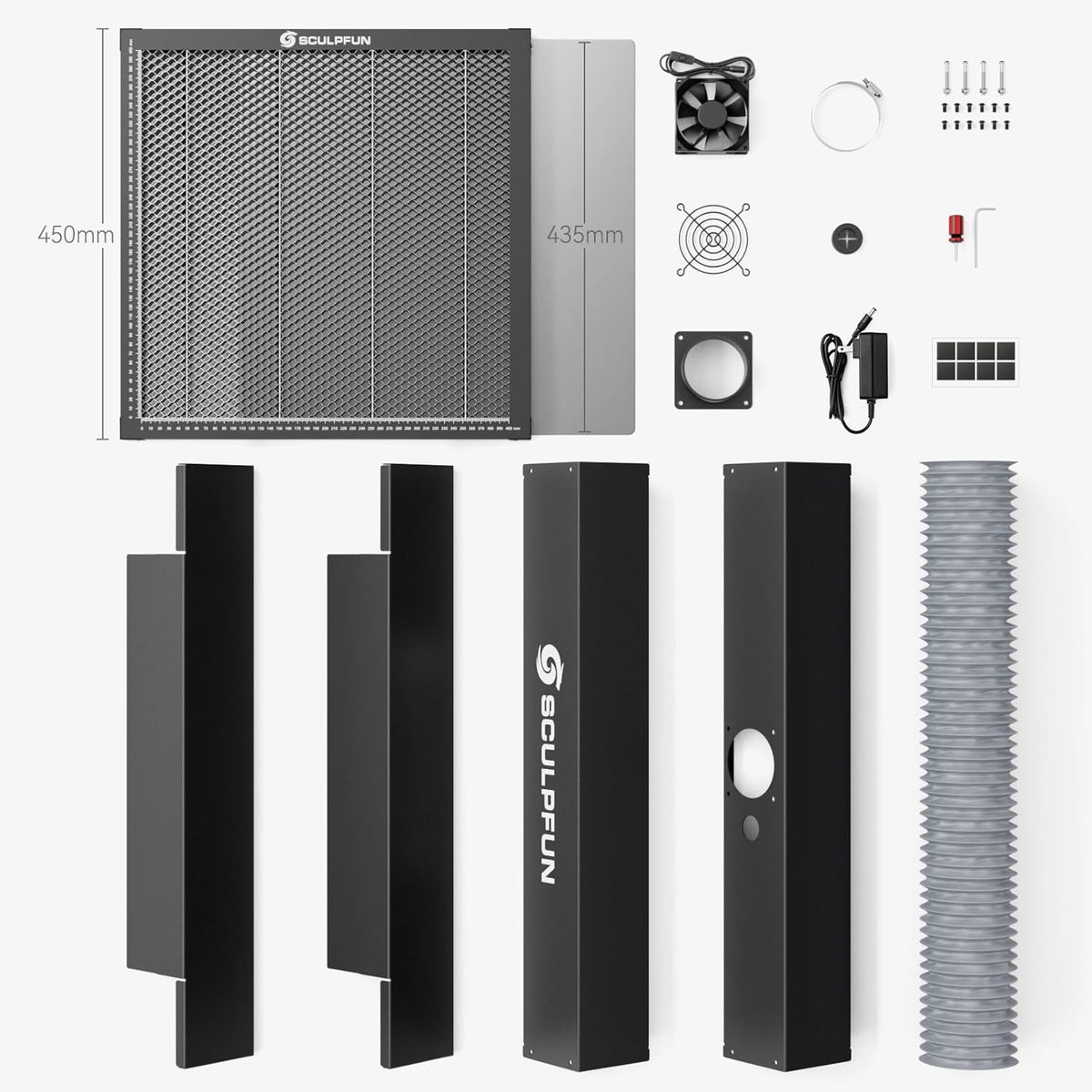 SCULPFUN H5 Lasersnijtafel met honingraatstructuur, 650 x 650 mm rookafzuiging en anti-ag-design voor S9, S10, S30 PRO Ultra SF A9, 40 W lasergraveermachine