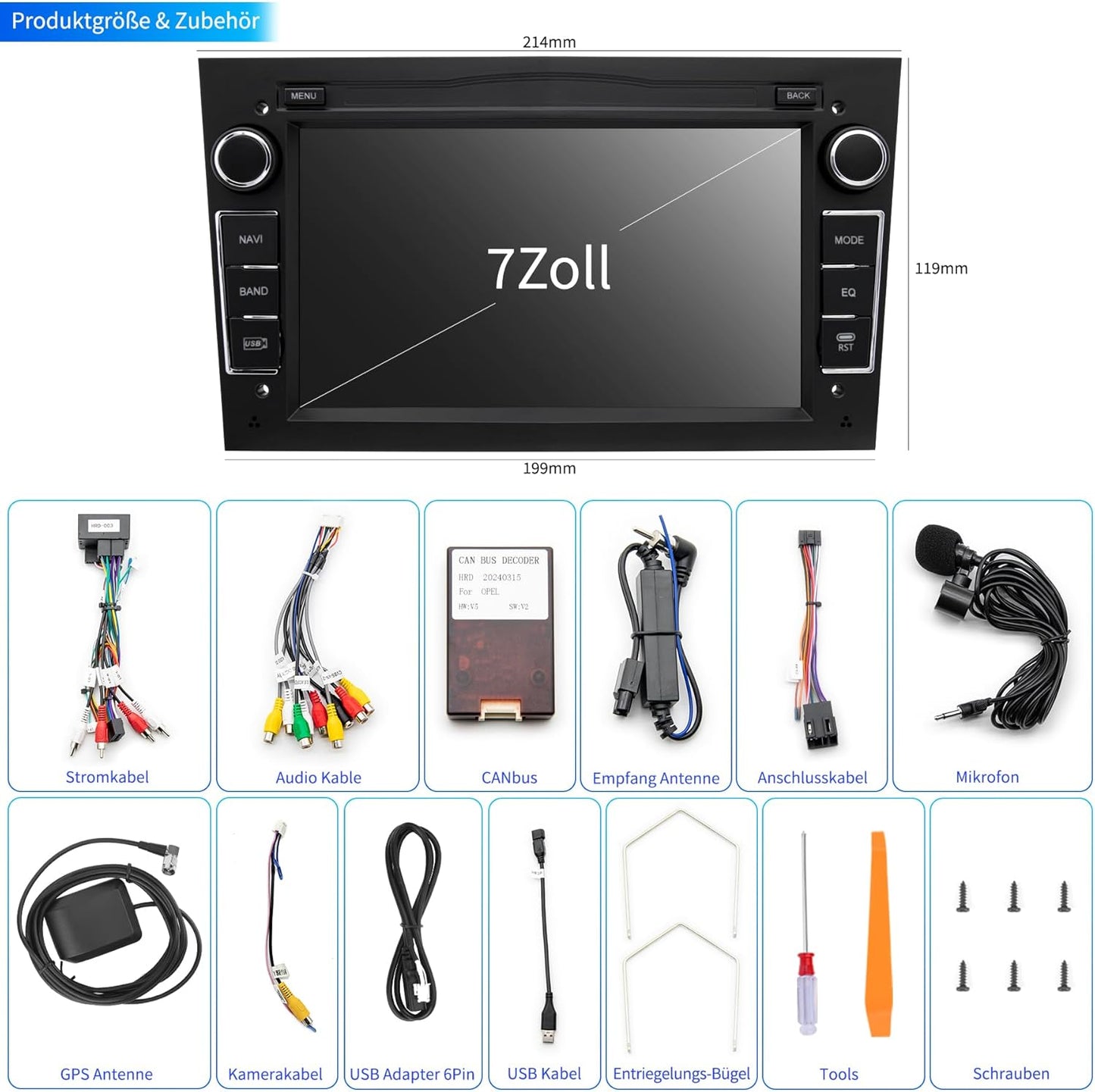Autoradio voor Opel Astra Corsa Zafira, Android 13-systeem 2G+32GB met GPS-navigatie CarPlay Android Auto Wi-Fi Bluetooth MirrorLink, 7-inch touchscreen FM-radio Stuurwielbediening, Zwart