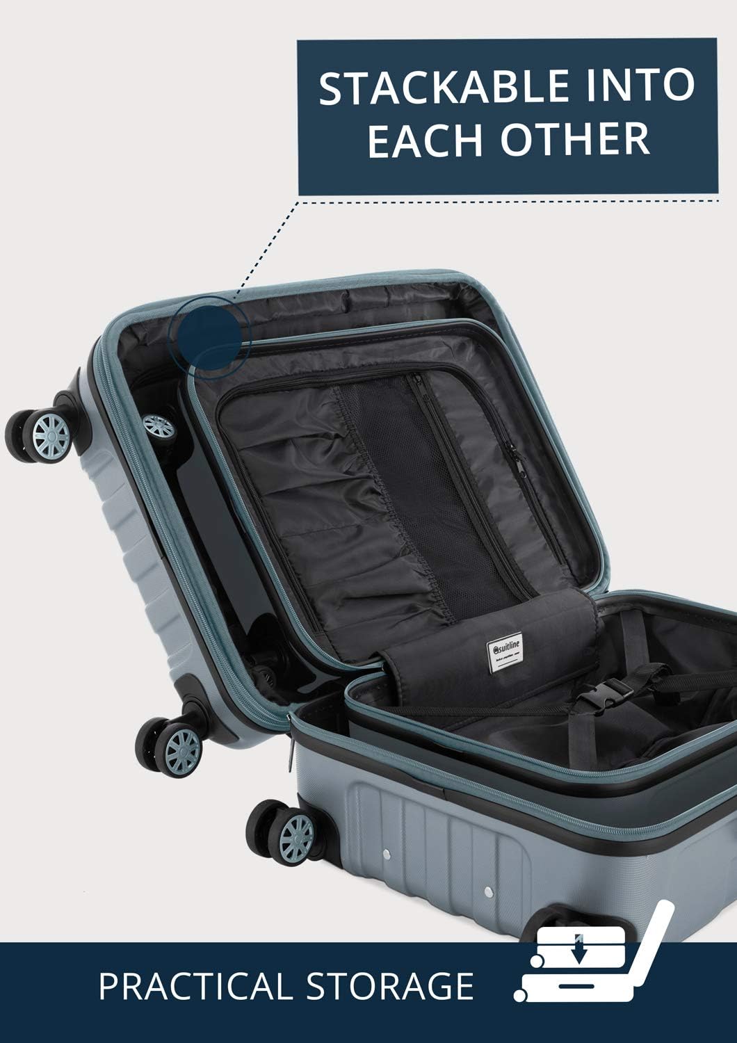 Suitline grote harde koffer trolley, reiskoffer check-in bagage, TSA, 76 cm, ca. 86 liter, 100% ABS mat magenta