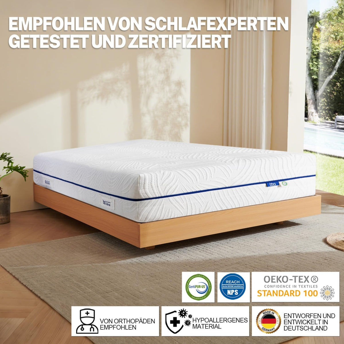 Matras 90 x 200 cm – Koudschuimmatras – Orthopedisch Matras – 7-Zones Matras – Ergonomisch Matras – Hypoallergeen en Antibacterieel – Afneembare Wasbare Hoes