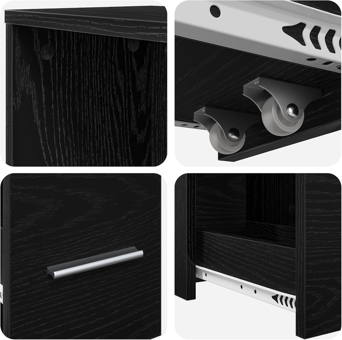 Gecheer Narrow Bathroom Cabinet, Black Oak, 22 x 41 x 135 cm, Bathroom Cabinet, Storage Rack for Bathroom, Hallway, Entrance, Kitchen, 871653 - QUORE