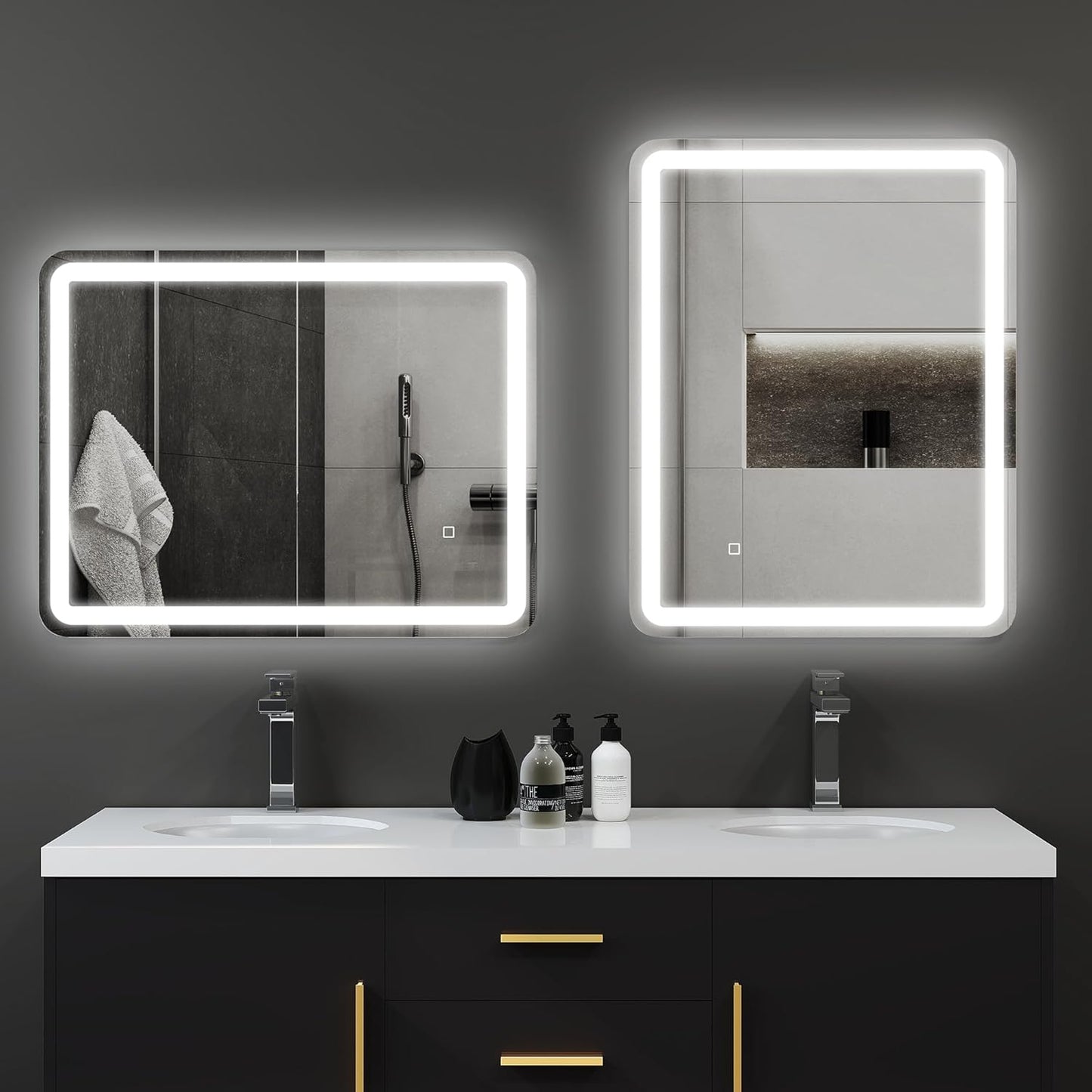 Badkamerspiegel – Wandspiegel – LED Spiegel – Verlichte Spiegel – Touch Spiegel – 70 x 90 cm – Anti-Condens – Geheugenfunctie