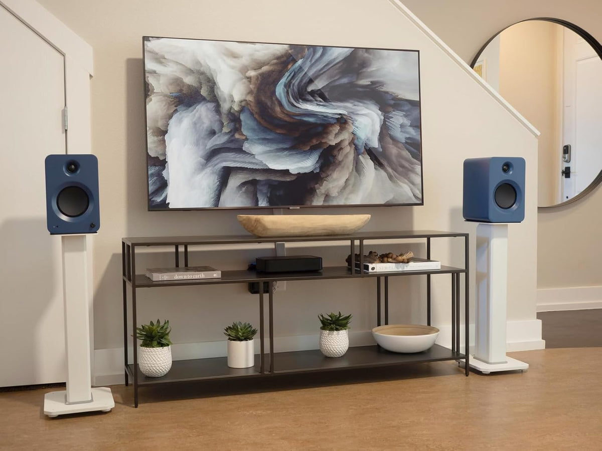 Kanto REN 200W Powered Speaker System with HDMI ARC Input for TV & Home Theater | USB-C and Bluetooth 5.3 | High/Low Pass Filter | Pair | Matte Blue