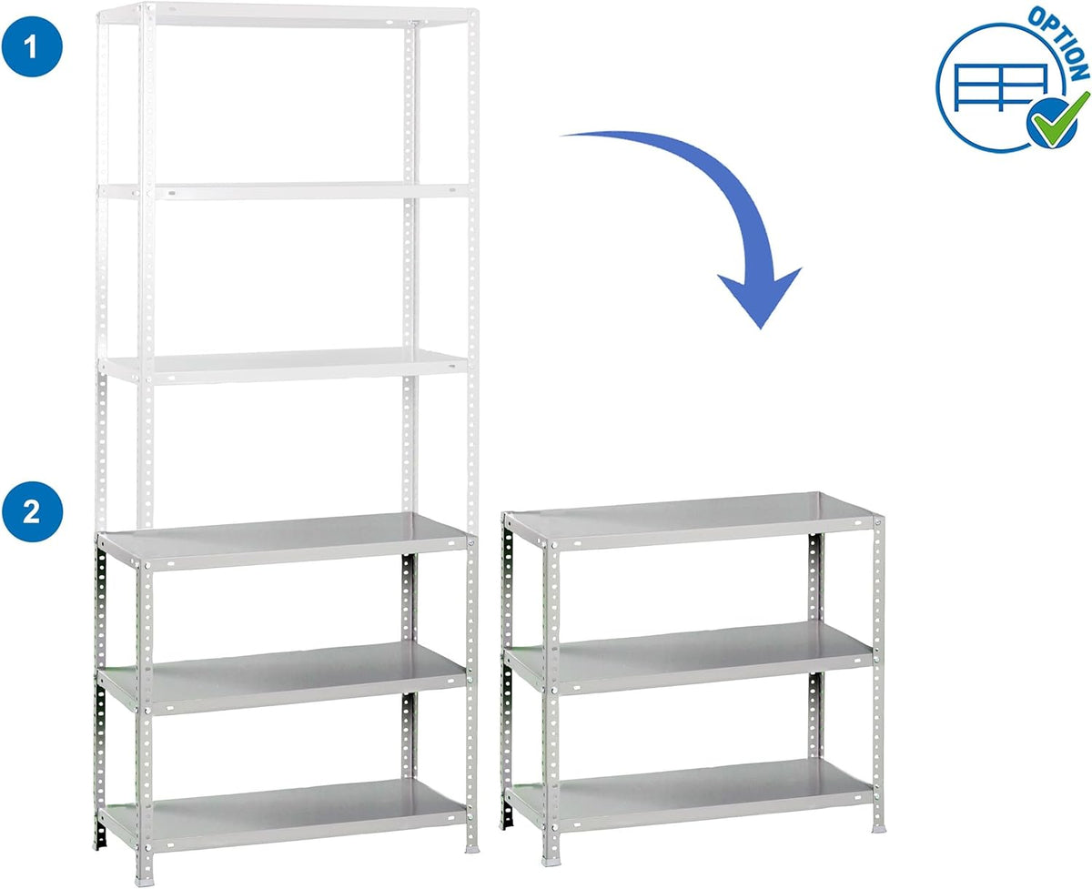 Simon Rack Stellingkast Metaal, 2000x1000x400 mm, Buigpunt 100, 6 Verstelbare Niveaus, Metalen Planken, Robuust Opslagrek voor Garage, Kelder en Werkplaats, Grijs – Simon Classic