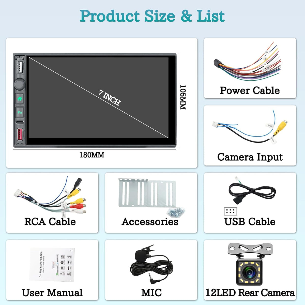 Hikity 2+32GB Android13 Estéreo Para Coche 2 Din Con Navi/Soporte Para Teléfono, Radio de 10,88 Pulgadas 2 Din Android Con Navegación GPS WiFi Bluetooth Tipo-C FM USB Mirror Link