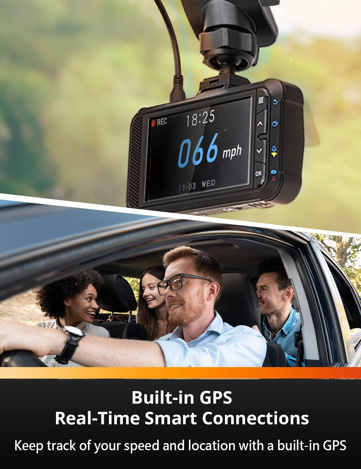 Dashcam Voor En Achter – Dubbele Dashcam – Dashboardcamera – Autocamera – Auto Camera – 1080P 60 Fps Met Wifi En GPS – Nachtzicht, G-Sensor En Parkeermodus