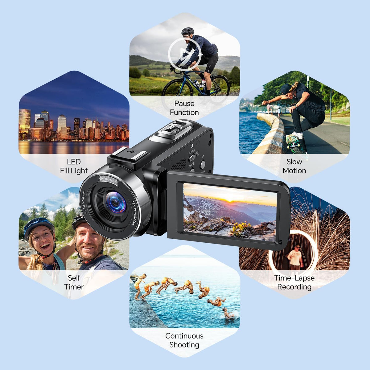 4K Videocamera – Camcorder – Vlogcamera – YouTube Camera – Digitale Camera – 18x Digitale Zoom – 3 Inch 270° Draaibaar Scherm