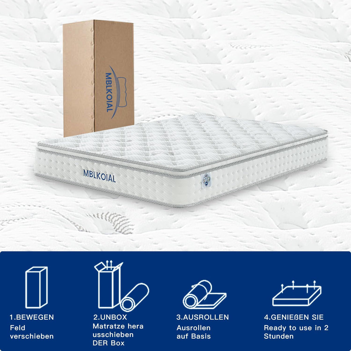 Matras 140 x 200 cm Hoogte 30 cm Veerkernmatras Orthopedische zakveerkernmatras Hardheidsgraad H3 Oeko-Tex gecertificeerd Matras voor volwassenen (30 CM, 140 x 200 cm)