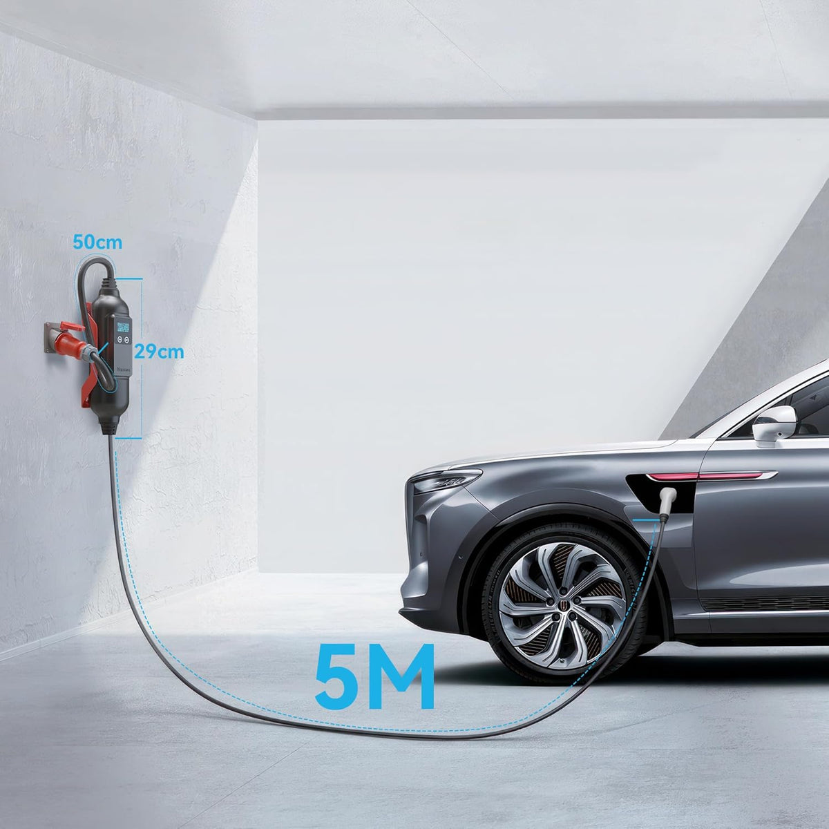 Oplader voor elektrische auto, 22 KW/32 A/6 m, laadstation voor elektrisch voertuig, oplaadkabel type 2, compatibel met e-208, Spring, 500e, Model 3, Megane EV, Zoe, PHEV/EV